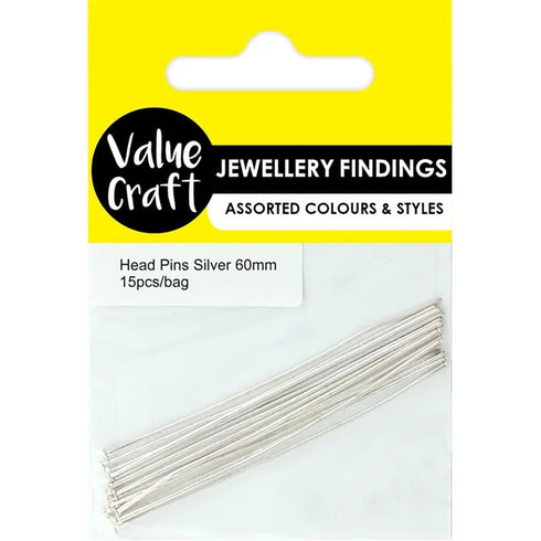 60mm Silver Colour Head Pins